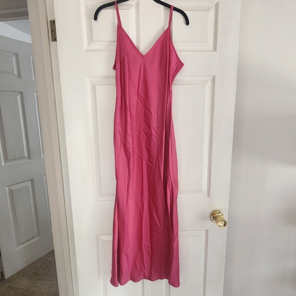 Vineyard Vines Silky Slip Dress Hot Pink
